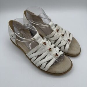 Earth Shoe Shoes Womens Size 10.5 White Muse Leather Strappy Sandals Comfort